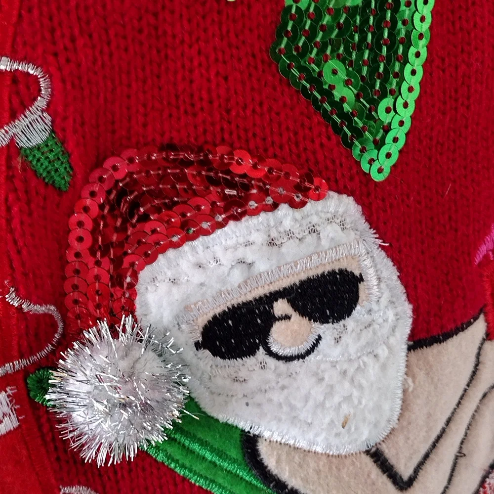 Hooked Up by IOT's Beach Santa Ugly Christmas Sweater. Size XL - Picture 5 of 13